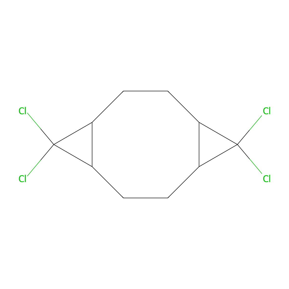 5,5,10,10-Tetrachlorotricyclo[7.1.0.0(4,6)]decane molecular structure, CAS 62990-21-0