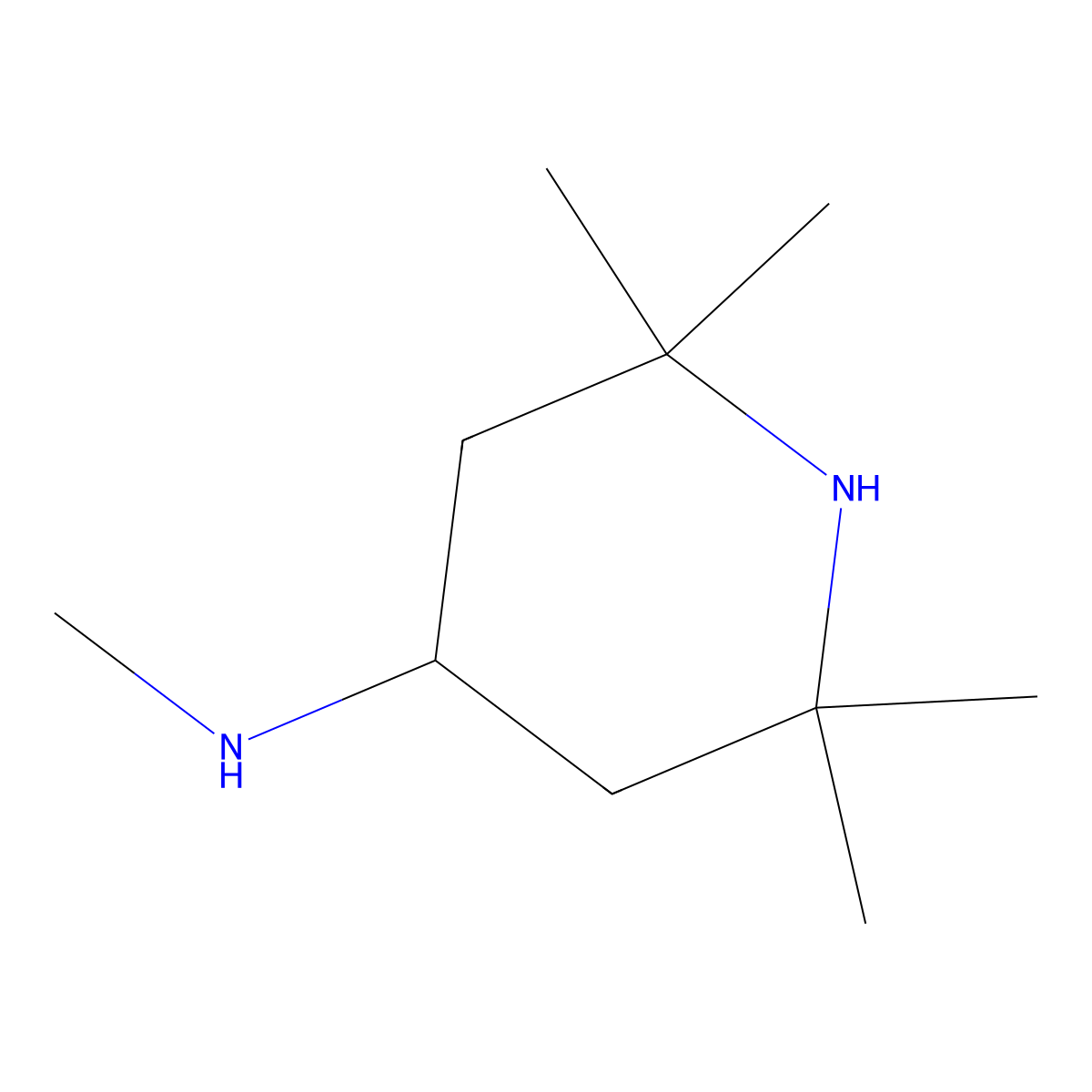 N,2,2,6,6-Pentamethylpiperidin-4-amine molecular structure, CAS 62995-79-3
