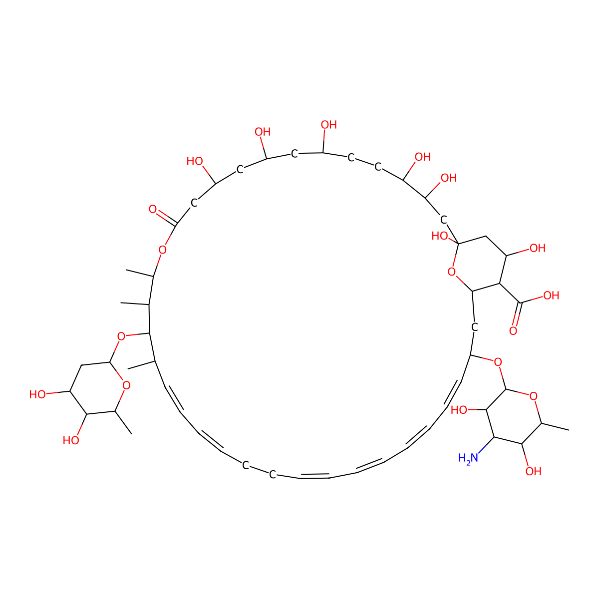 8,9-Dideoxy-28,29-dihydro-7,10-dihydroxy-35-O-(2,6-dideoxy-L-ribo-hexopyranosyl)amphotericin B molecular structure, CAS 62997-67-5
