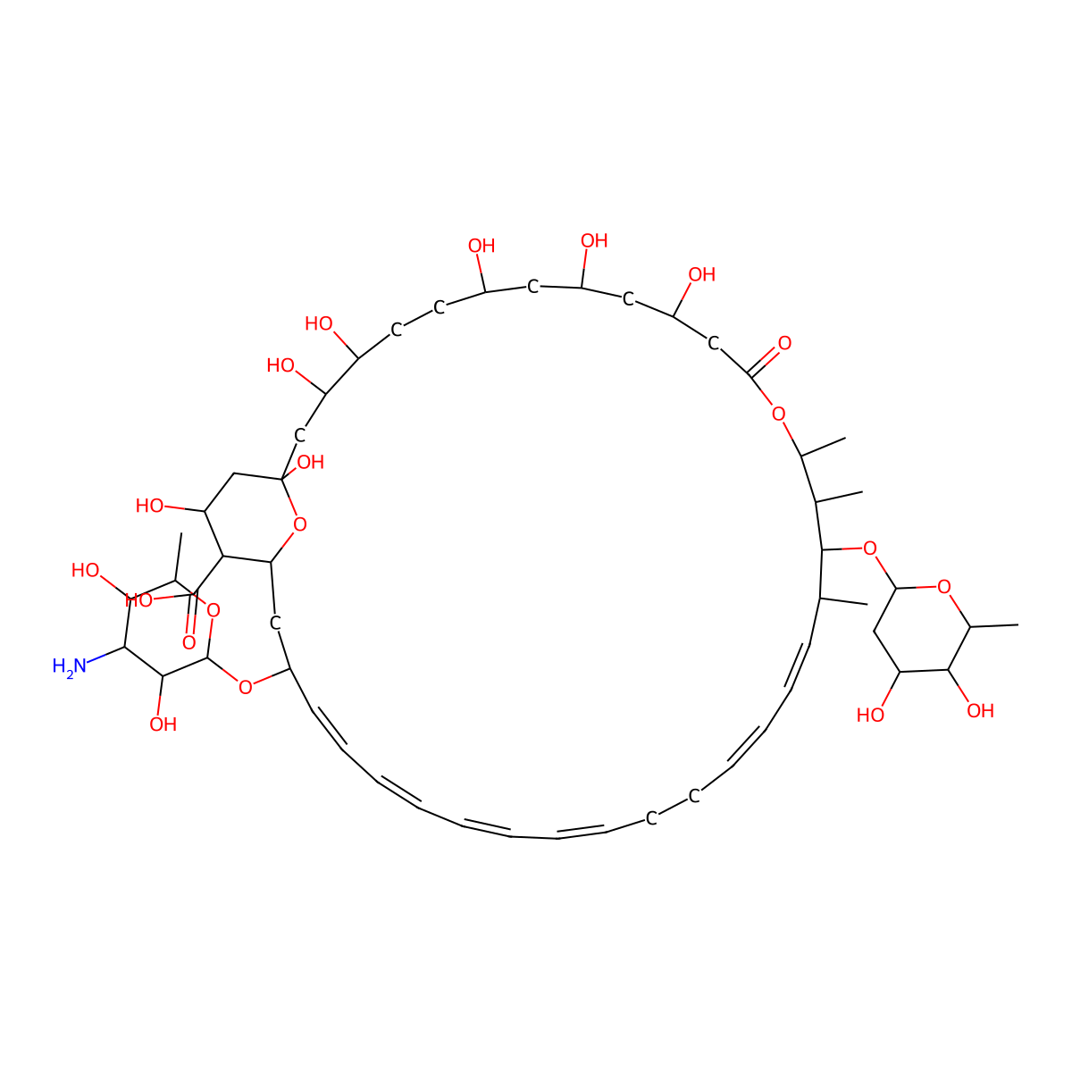 8,9-Dideoxy-28,29-dihydro-7,10-dihydroxy-35-O-(2,6-dideoxy-L-ribo-hexopyranosyl)amphotericin B molecular structure, CAS 62997-67-5