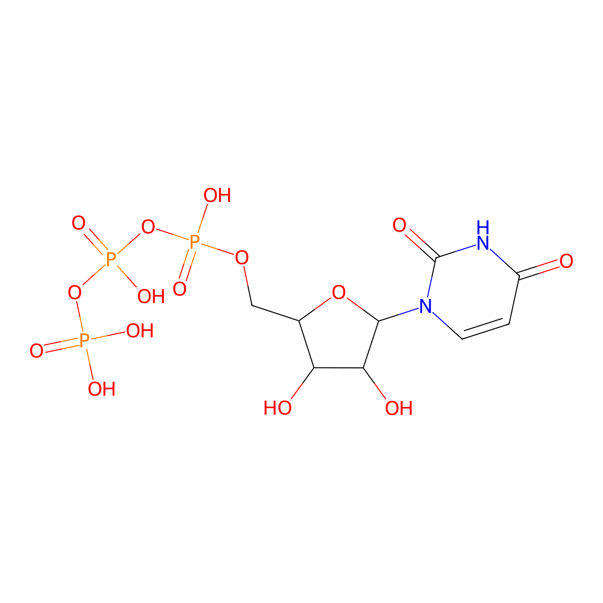 Uridine 5'-triphosphate molecular structure, CAS 63-39-8