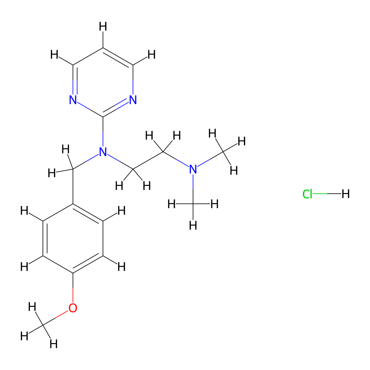 Thonzylamine Hydrochloride molecular structure, CAS 63-56-9