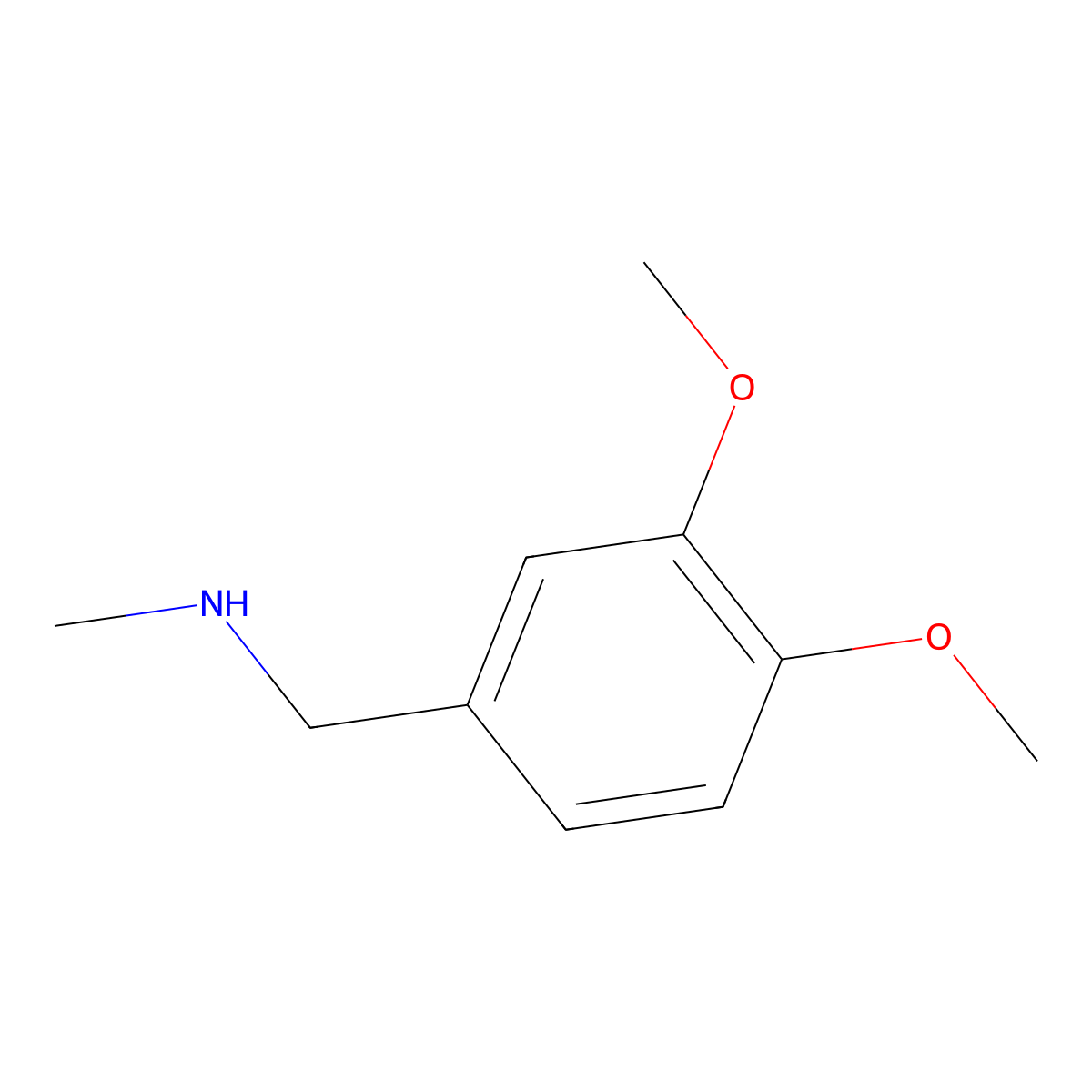 3,4-Dimethoxy-N-methylbenzylamine molecular structure, CAS 63-64-9