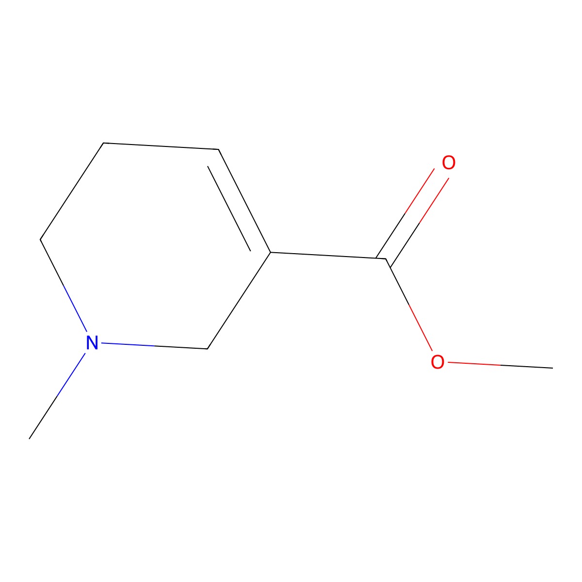 Arecoline molecular structure, CAS 63-75-2