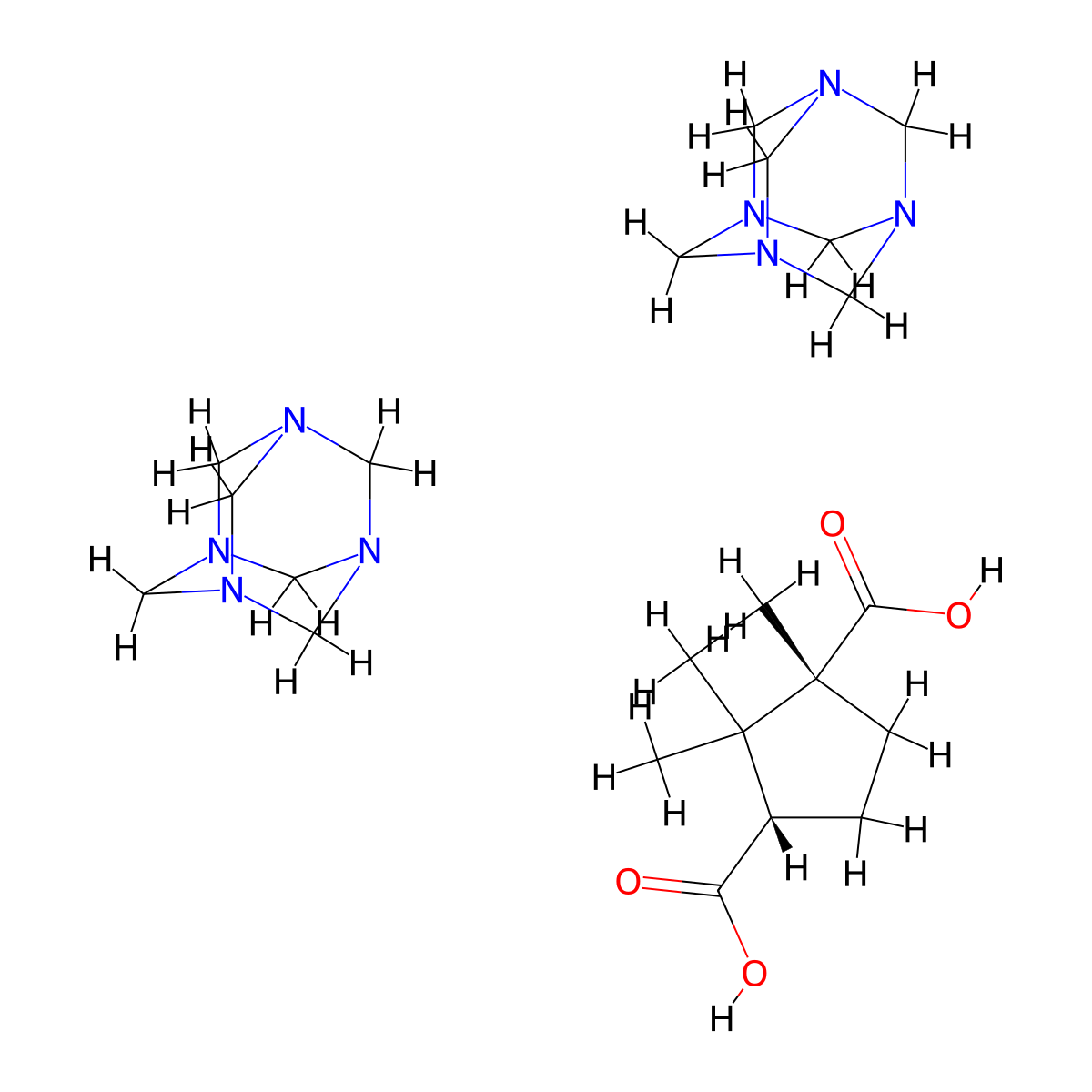 Methenamine camphorate molecular structure, CAS 630-55-7