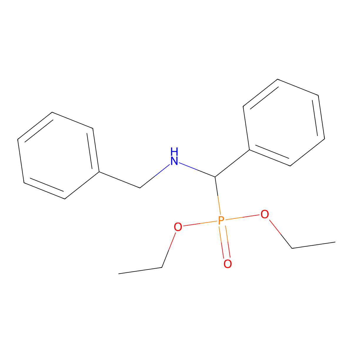 Phosphonic acid, [phenyl[(phenylmethyl)amino]methyl]-, diethyl ester molecular structure, CAS 63000-01-1