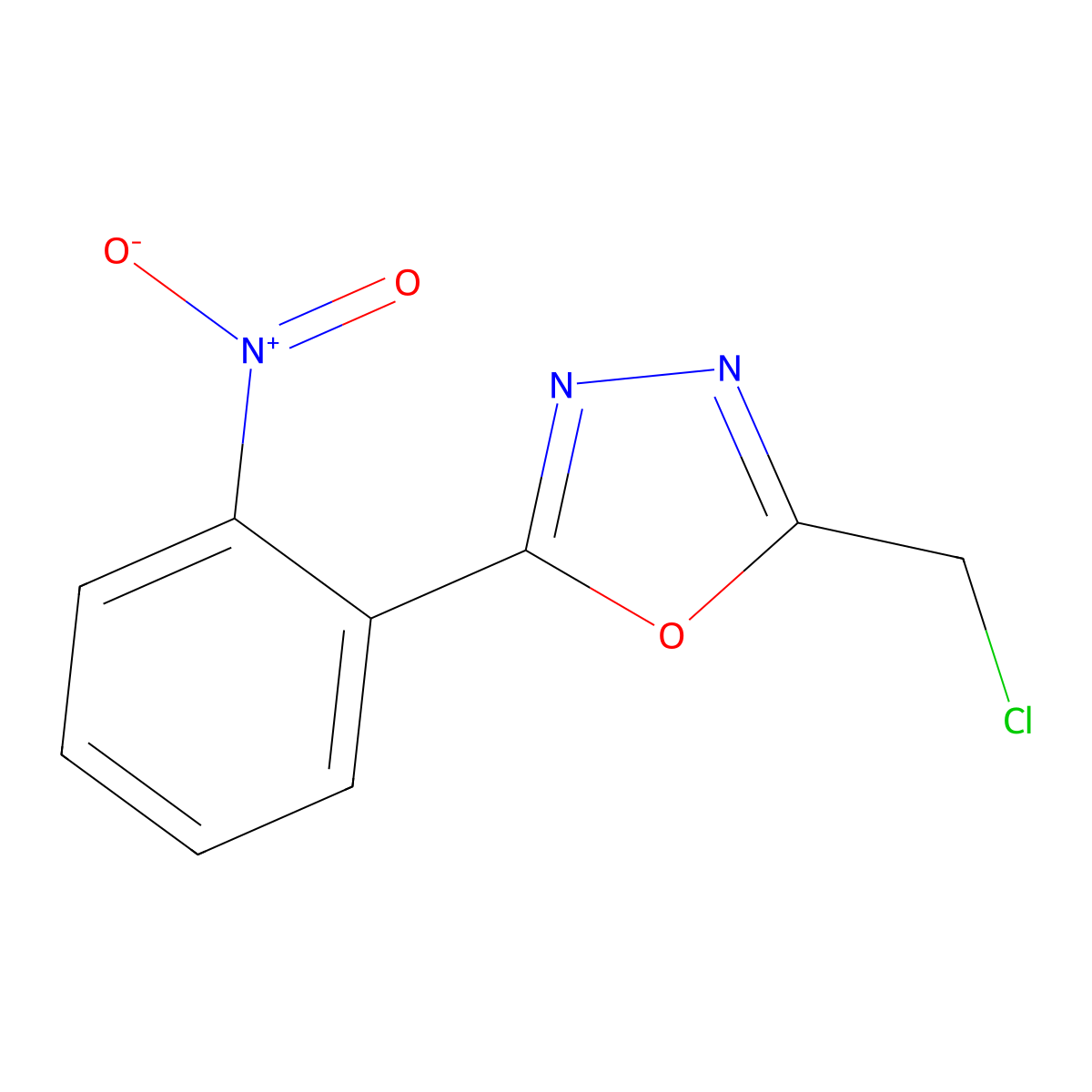 2-(Chloromethyl)-5-(2-nitrophenyl)-1,3,4-oxadiazole molecular structure, CAS 63002-55-1