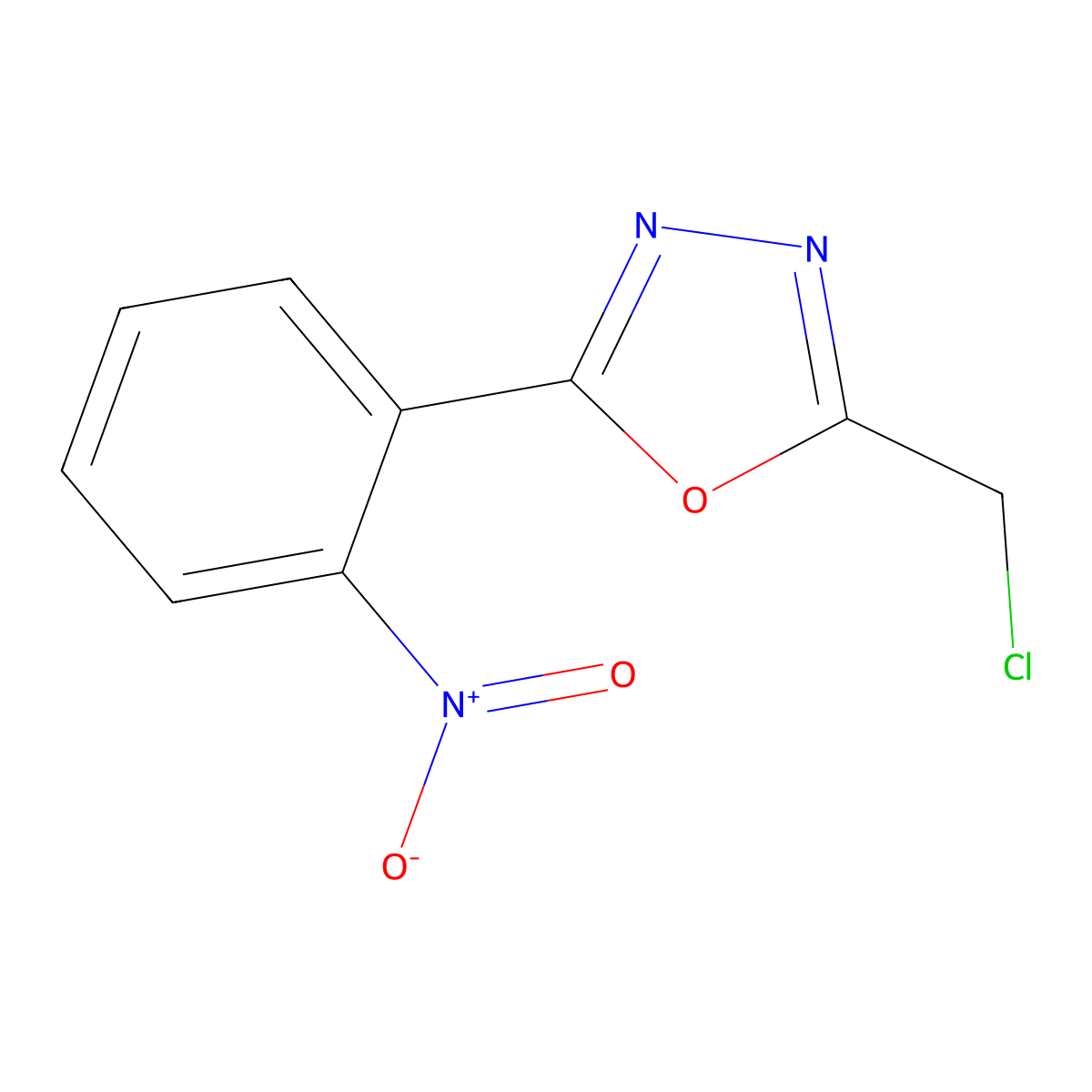 2-(Chloromethyl)-5-(2-nitrophenyl)-1,3,4-oxadiazole molecular structure, CAS 63002-55-1