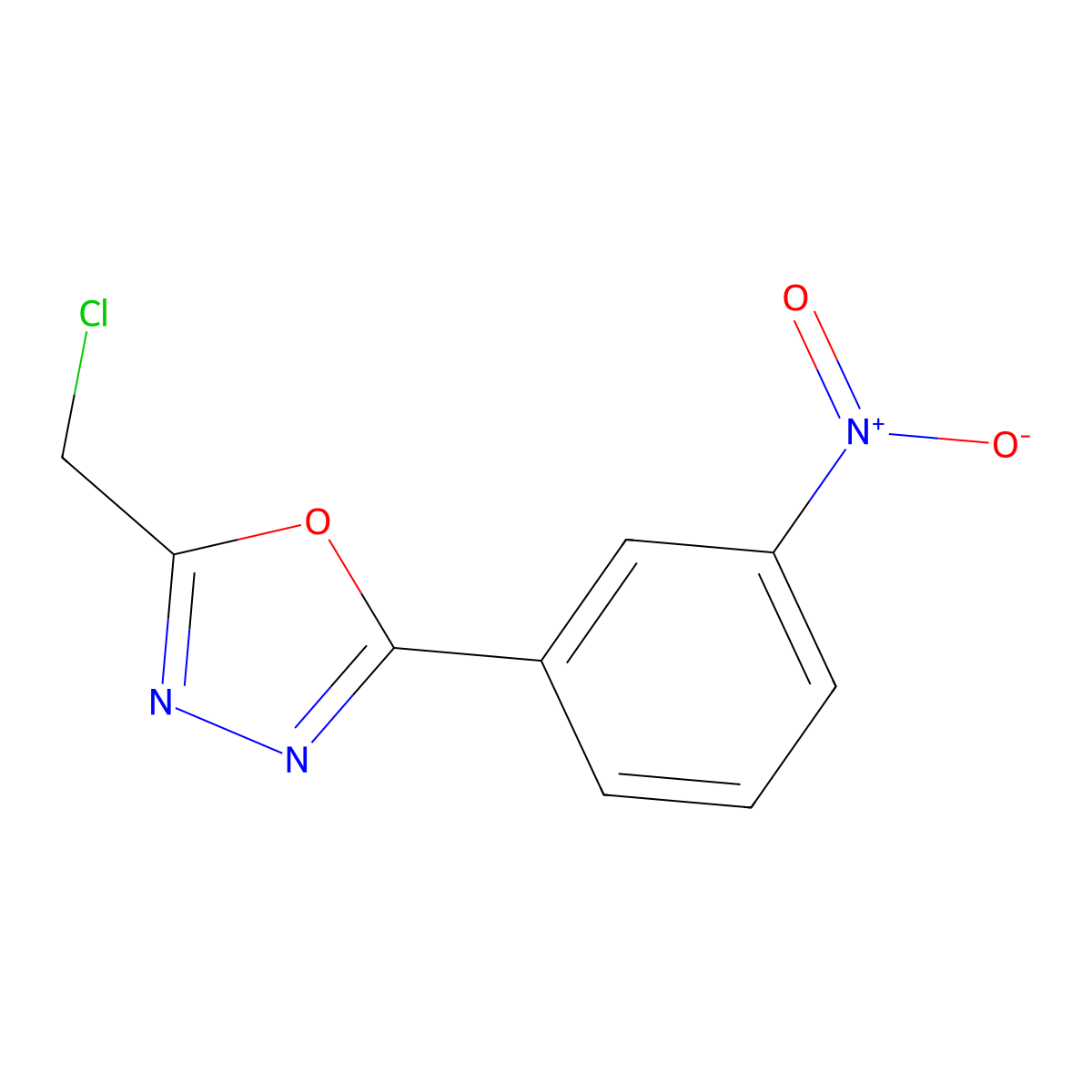 2-Chloromethyl-5-(3-nitro-phenyl)-(1,3,4)oxadiazole molecular structure, CAS 63002-57-3