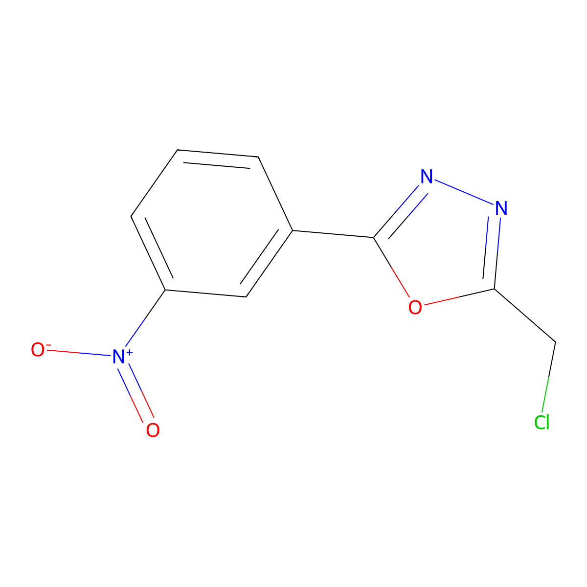 2-Chloromethyl-5-(3-nitro-phenyl)-(1,3,4)oxadiazole molecular structure, CAS 63002-57-3