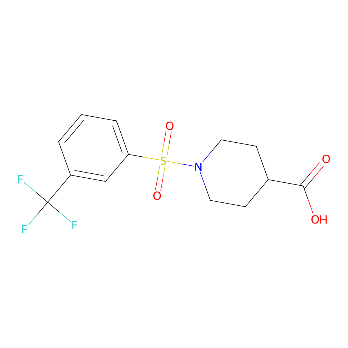 1-((3-(Trifluoromethyl)phenyl)sulfonyl)piperidine-4-carboxylic acid molecular structure, CAS 630049-57-9