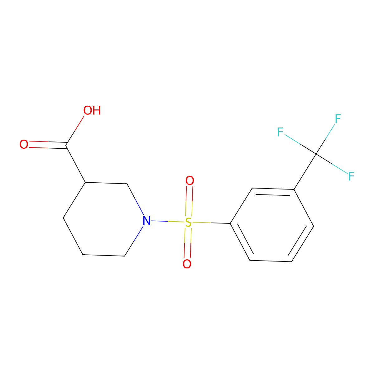 1-[3-(Trifluoromethyl)benzenesulfonyl]piperidine-3-carboxylic acid molecular structure, CAS 630049-58-0