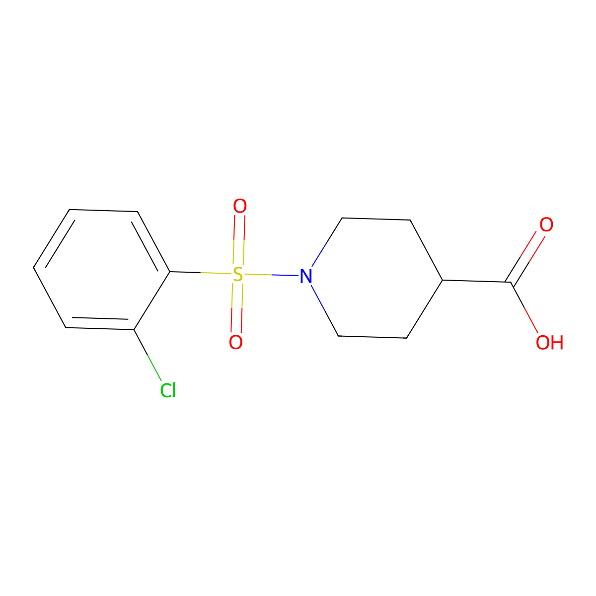 1-[(2-Chlorophenyl)sulfonyl]piperidine-4-carboxylic acid molecular structure, CAS 630049-59-1