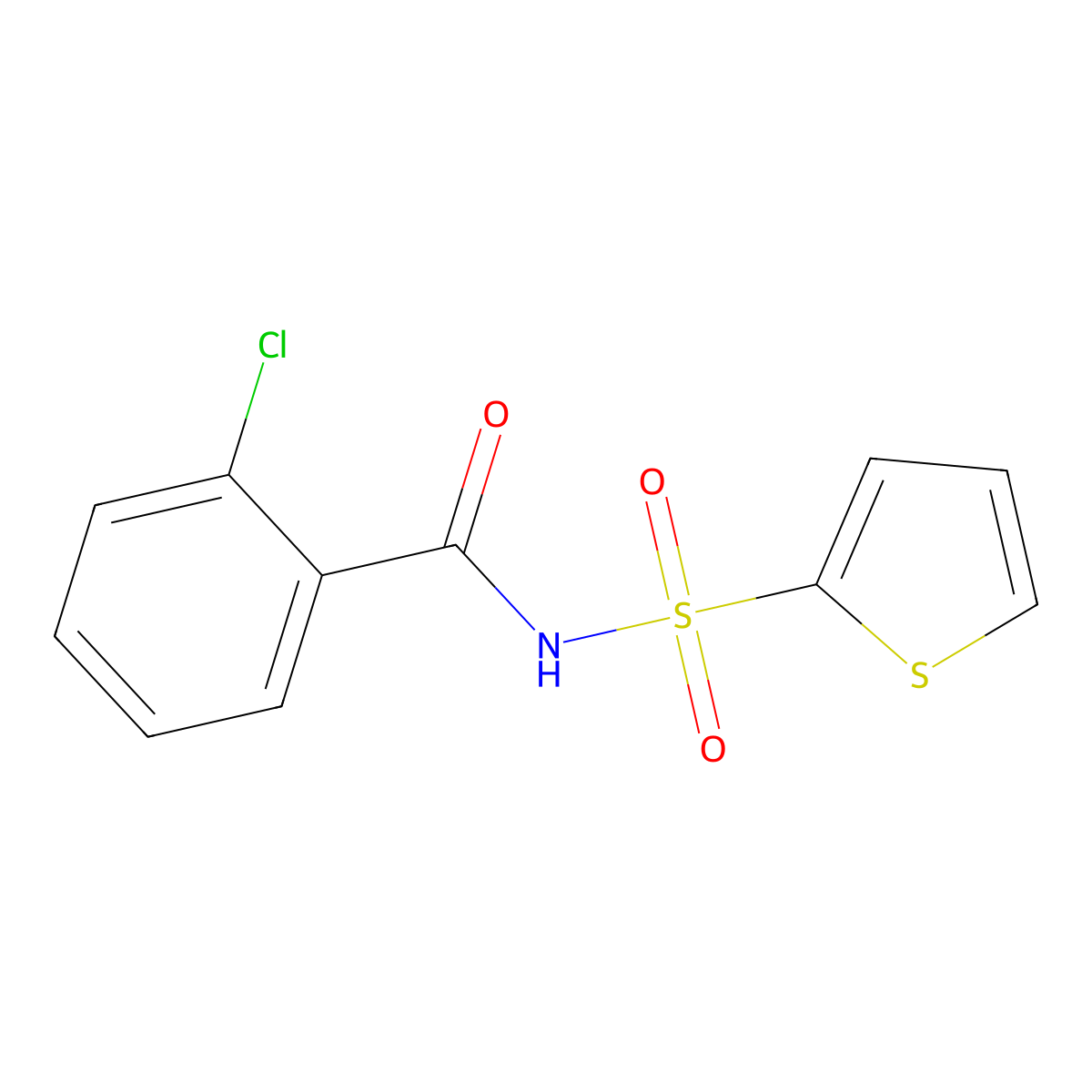 2-chloro-N-(thiophen-2-ylsulfonyl)benzamide molecular structure, CAS 630050-28-1