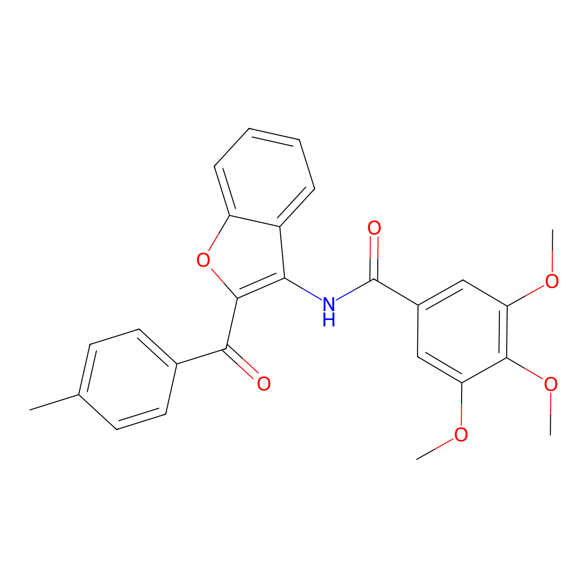 3,4,5-trimethoxy-N-[2-(4-methylbenzoyl)-1-benzofuran-3-yl]benzamide molecular structure, CAS 630050-76-9
