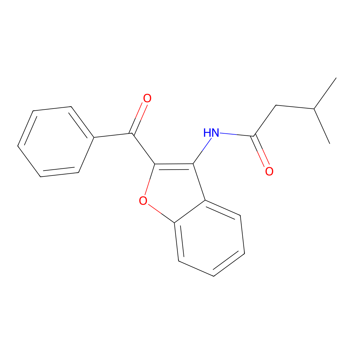 N-(2-benzoyl-1-benzofuran-3-yl)-3-methylbutanamide molecular structure, CAS 630050-88-3
