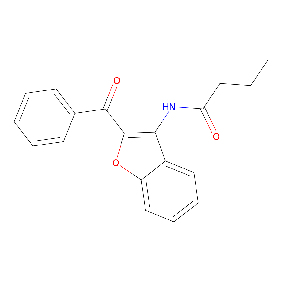 N-(2-benzoyl-1-benzofuran-3-yl)butanamide molecular structure, CAS 630051-07-9