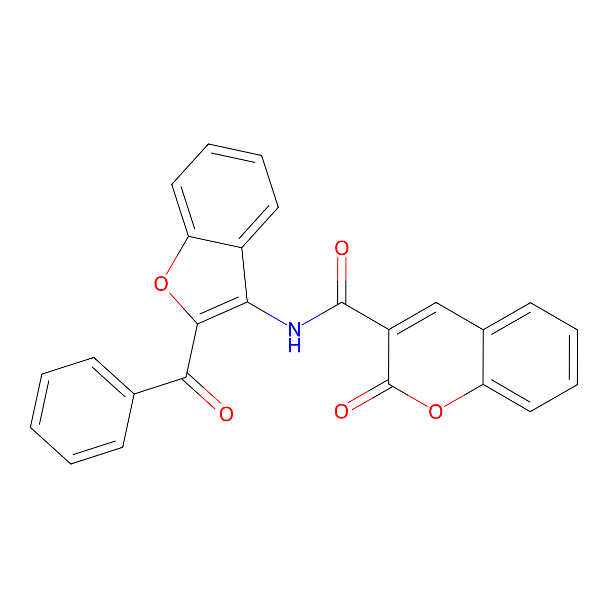 N-(2-benzoyl-1-benzofuran-3-yl)-2-oxo-2H-chromene-3-carboxamide molecular structure, CAS 630051-40-0