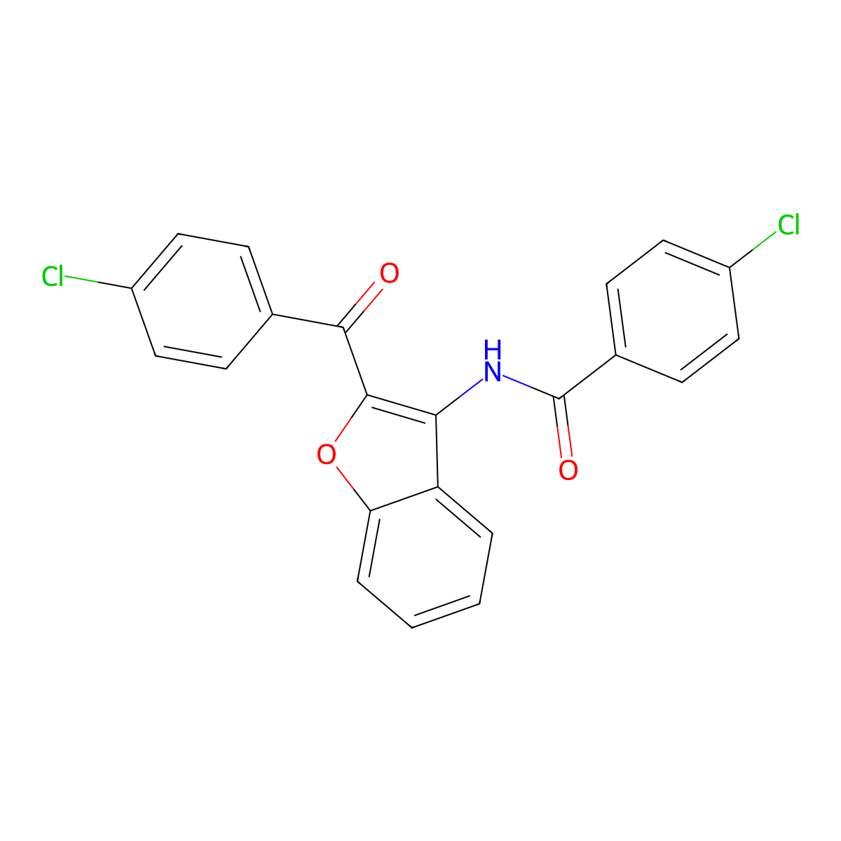 4-chloro-N-[2-(4-chlorobenzoyl)-1-benzofuran-3-yl]benzamide molecular structure, CAS 630052-49-2
