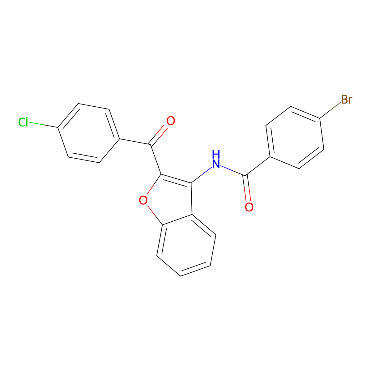 4-bromo-N-[2-(4-chlorobenzoyl)-1-benzofuran-3-yl]benzamide molecular structure, CAS 630057-47-5