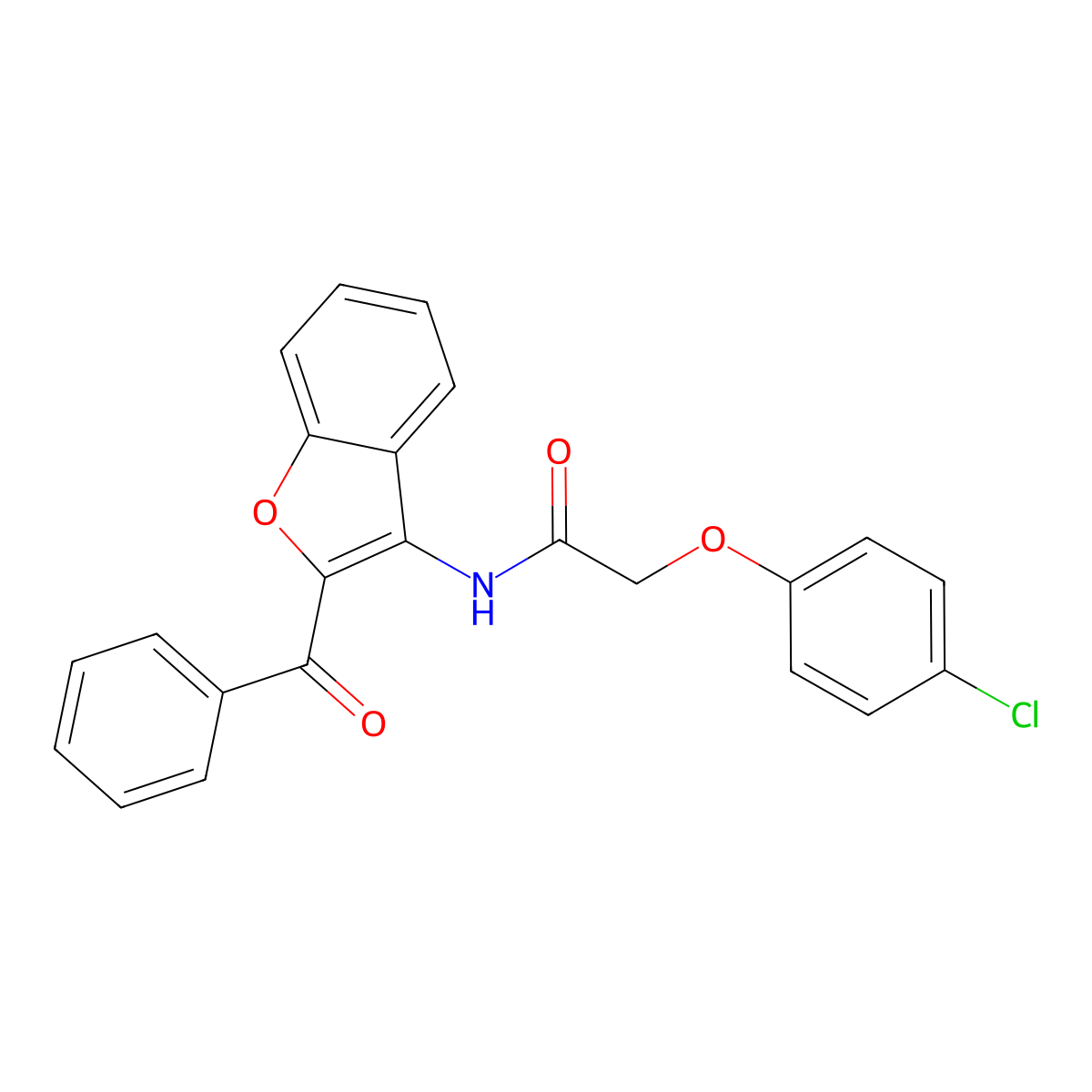 N-(2-benzoylbenzofuran-3-yl)-2-(4-chlorophenoxy)acetamide molecular structure, CAS 630057-54-4