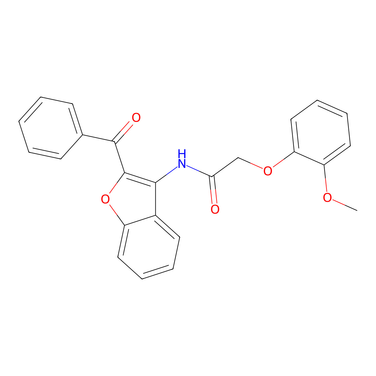 N-(2-benzoyl-1-benzofuran-3-yl)-2-(2-methoxyphenoxy)acetamide molecular structure, CAS 630057-79-3