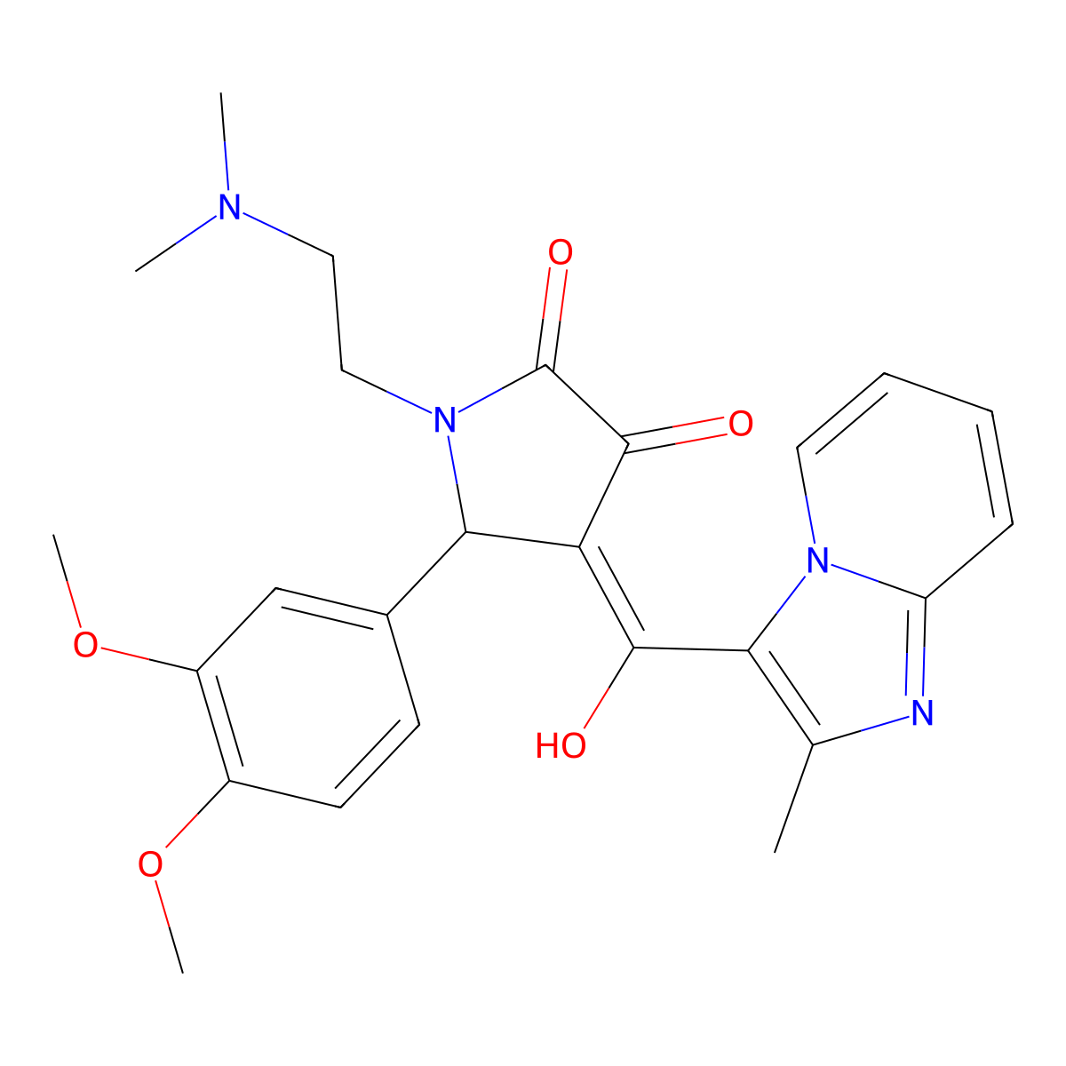 5-(3,4-dimethoxyphenyl)-1-[2-(dimethylamino)ethyl]-3-hydroxy-4-{2-methylimidazo[1,2-a]pyridine-3-carbonyl}-2,5-dihydro-1H-pyrrol-2-one molecular structure, CAS 630061-68-6
