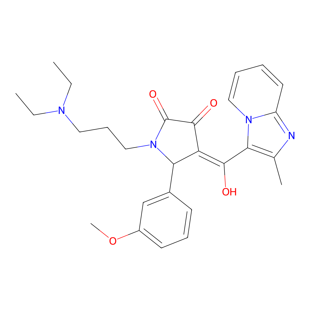1-[3-(diethylamino)propyl]-3-hydroxy-5-(3-methoxyphenyl)-4-{2-methylimidazo[1,2-a]pyridine-3-carbonyl}-2,5-dihydro-1H-pyrrol-2-one molecular structure, CAS 630064-02-7