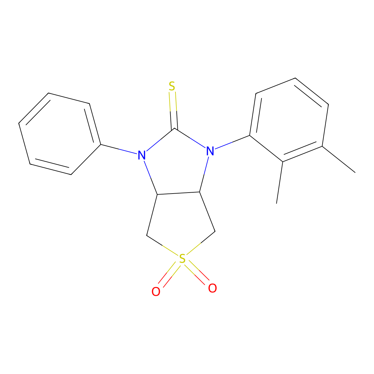 1-(2,3-dimethylphenyl)-3-phenyltetrahydro-1H-thieno[3,4-d]imidazole-2(3H)-thione 5,5-dioxide molecular structure, CAS 630065-31-5