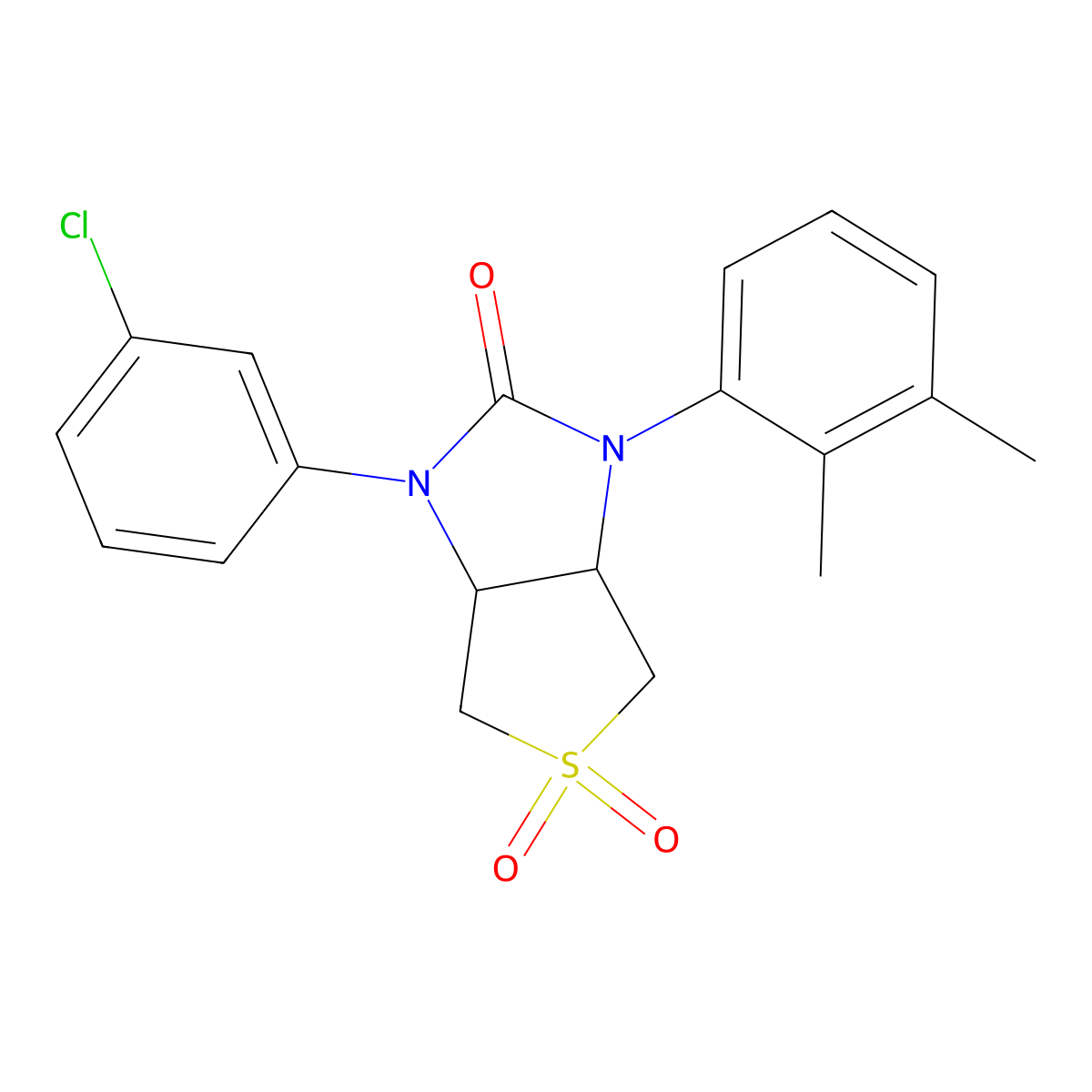 1-(3-chlorophenyl)-3-(2,3-dimethylphenyl)tetrahydro-1H-thieno[3,4-d]imidazol-2(3H)-one 5,5-dioxide molecular structure, CAS 630065-34-8