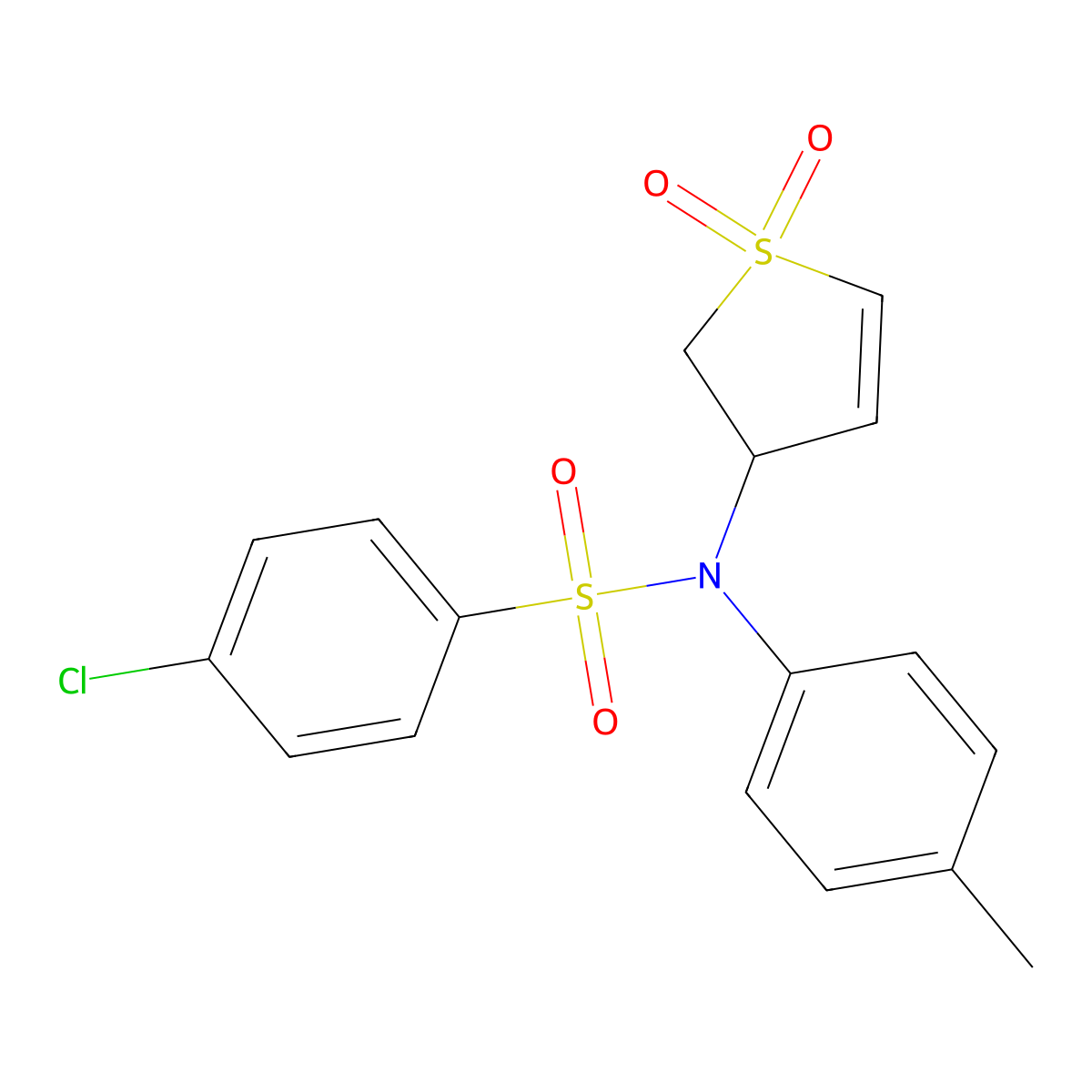 4-chloro-N-(1,1-dioxido-2,3-dihydrothiophen-3-yl)-N-(p-tolyl)benzenesulfonamide molecular structure, CAS 630065-49-5