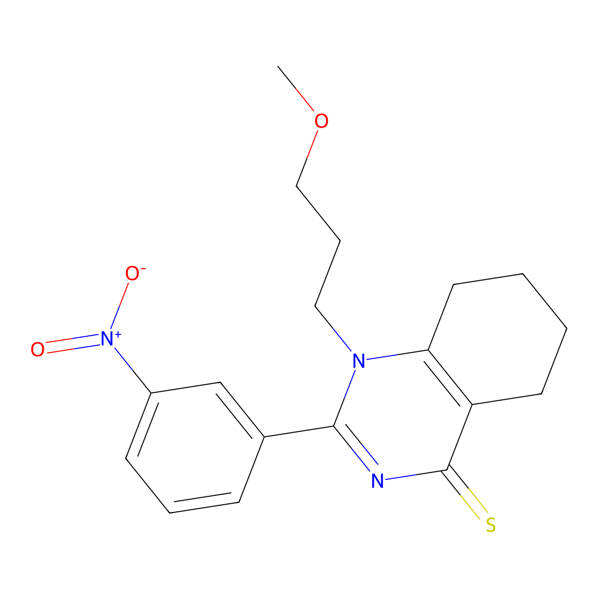 1-(3-Methoxypropyl)-2-(3-nitrophenyl)-5,6,7,8-tetrahydroquinazoline-4-thione molecular structure, CAS 630065-55-3