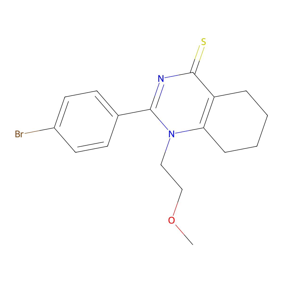 2-(4-Bromophenyl)-1-(2-methoxyethyl)-5,6,7,8-tetrahydroquinazoline-4-thione molecular structure, CAS 630065-70-2