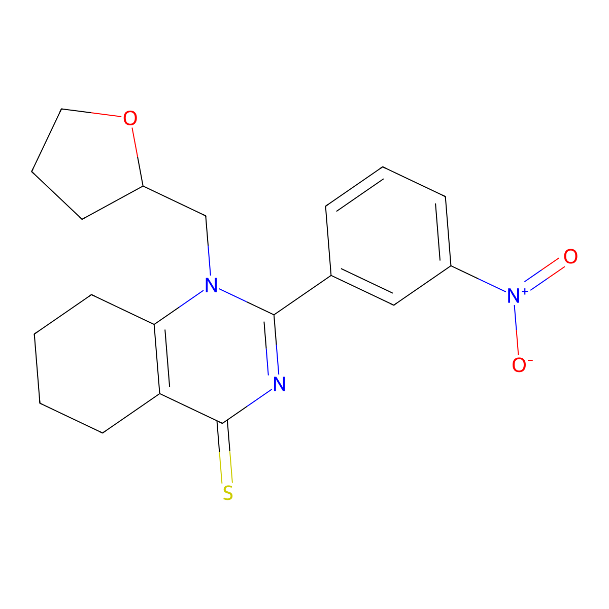 2-(3-Nitrophenyl)-1-(oxolan-2-ylmethyl)-5,6,7,8-tetrahydroquinazoline-4-thione molecular structure, CAS 630065-79-1