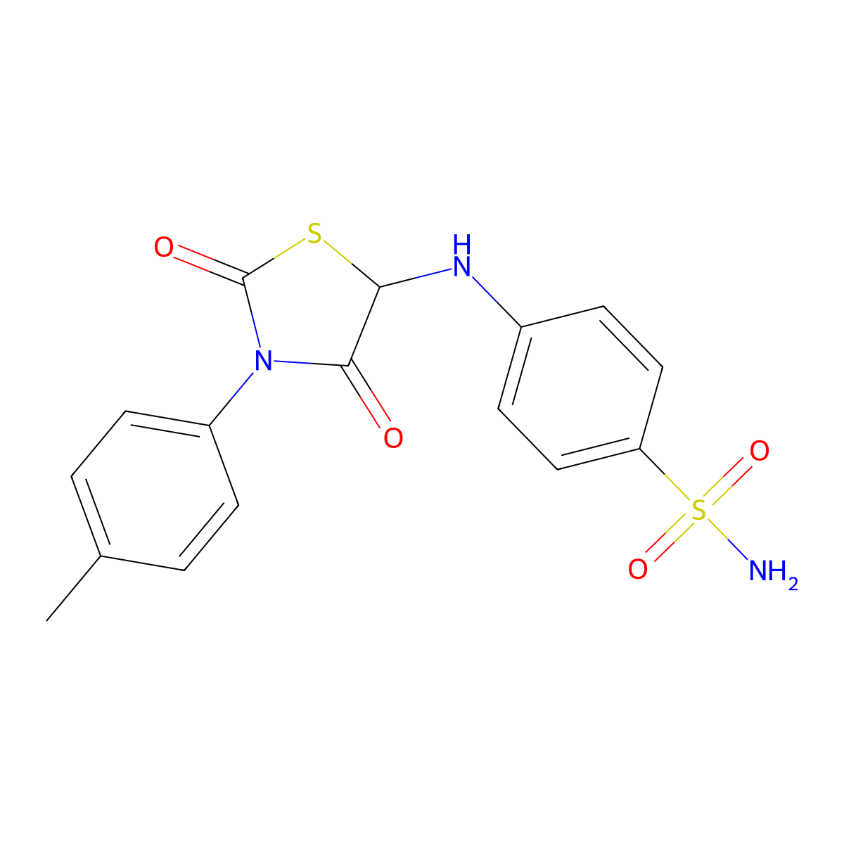 4-((2,4-Dioxo-3-(p-tolyl)thiazolidin-5-yl)amino)benzenesulfonamide molecular structure, CAS 630065-88-2