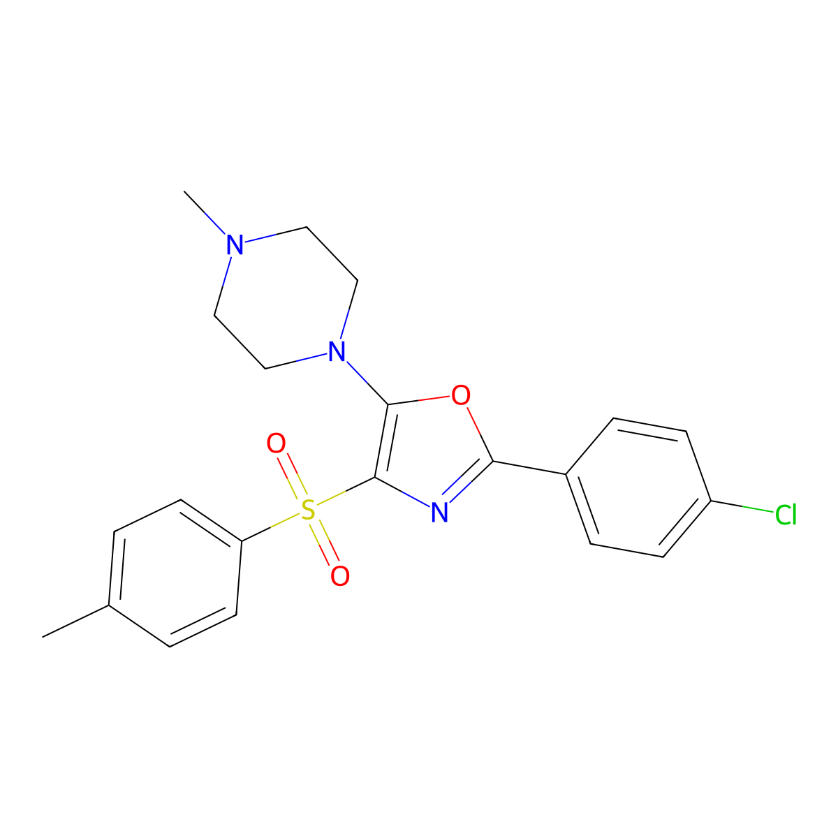 1-[2-(4-Chlorophenyl)-4-(4-methylbenzenesulfonyl)-1,3-oxazol-5-YL]-4-methylpiperazine molecular structure, CAS 630084-57-0