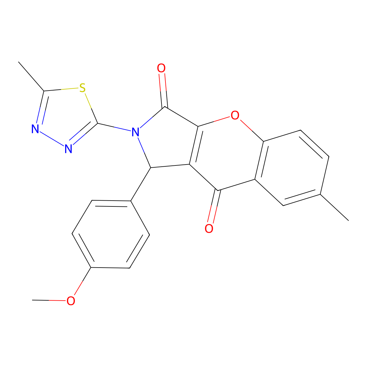 1-(4-Methoxyphenyl)-7-methyl-2-(5-methyl-1,3,4-thiadiazol-2-yl)-1,2-dihydrochromeno[2,3-c]pyrrole-3,9-dione molecular structure, CAS 630087-23-9
