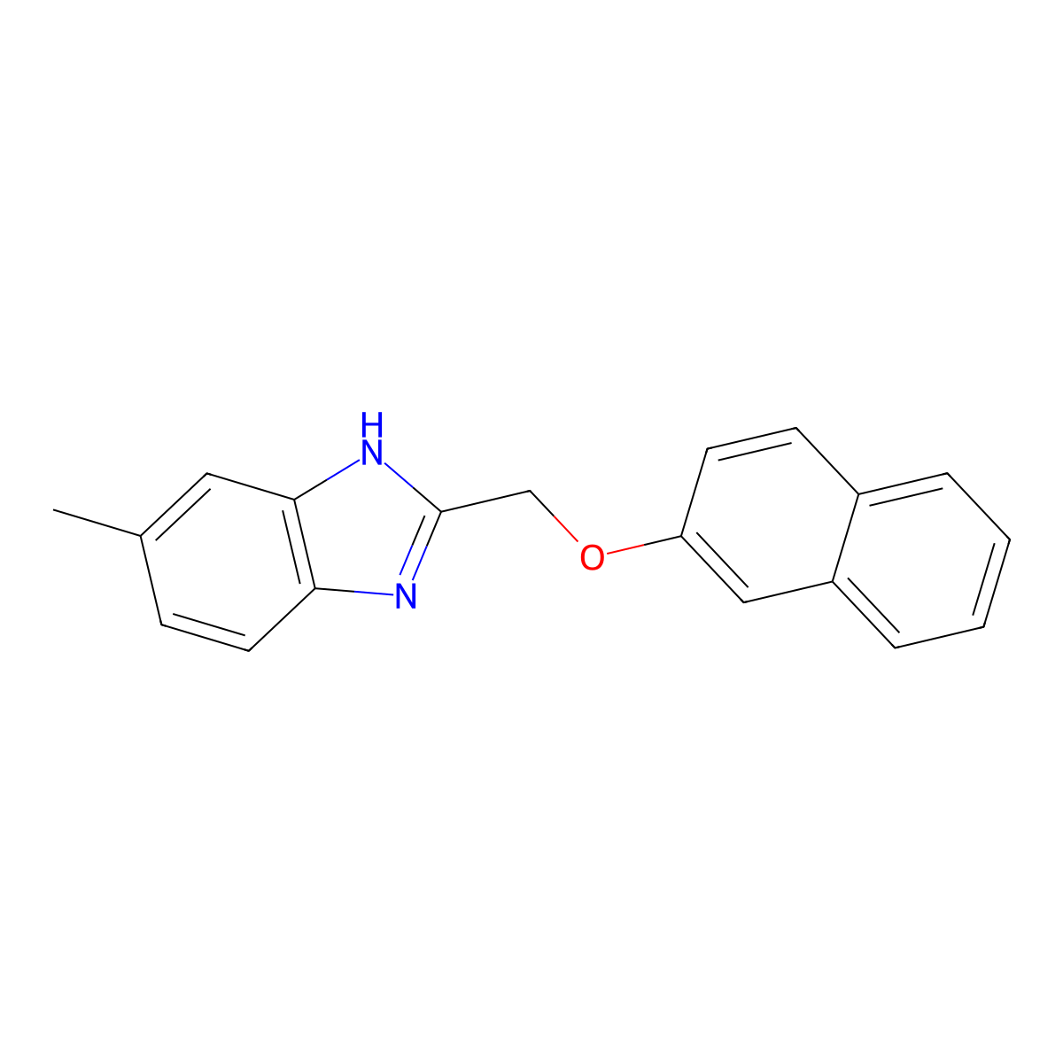 1H-1,3-Benzimidazole, 5-methyl-2-[(2-naphthalenyloxy)methyl]- molecular structure, CAS 630091-36-0