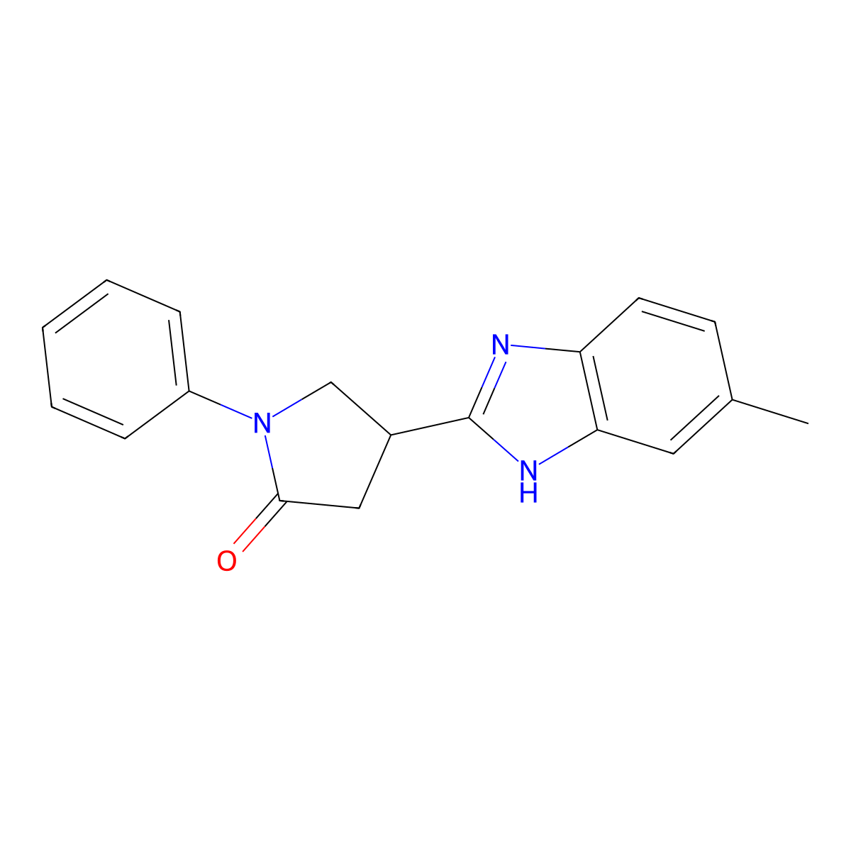 4-(5-methyl-1H-benzimidazol-2-yl)-1-phenylpyrrolidin-2-one molecular structure, CAS 630091-40-6