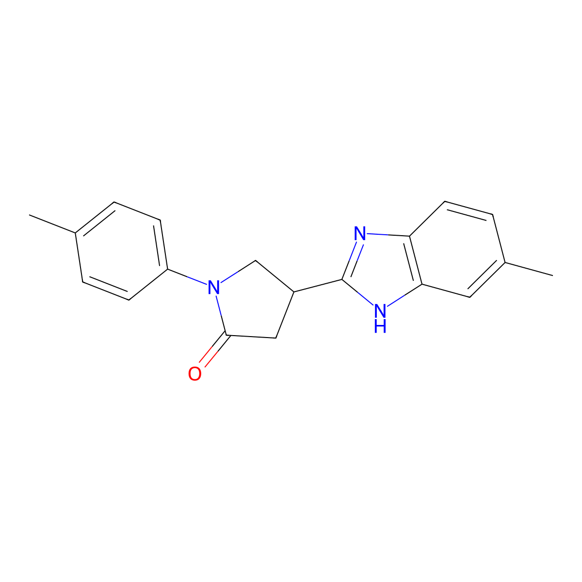 4-(5-methyl-1H-benzimidazol-2-yl)-1-(4-methylphenyl)-2-pyrrolidinone molecular structure, CAS 630091-41-7