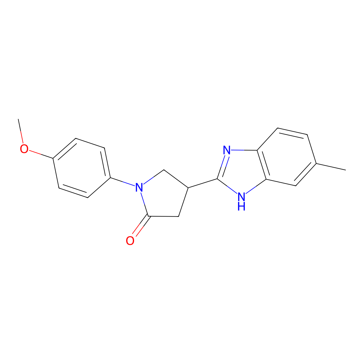 1-(4-methoxyphenyl)-4-(5-methyl-1H-benzimidazol-2-yl)pyrrolidin-2-one molecular structure, CAS 630091-42-8
