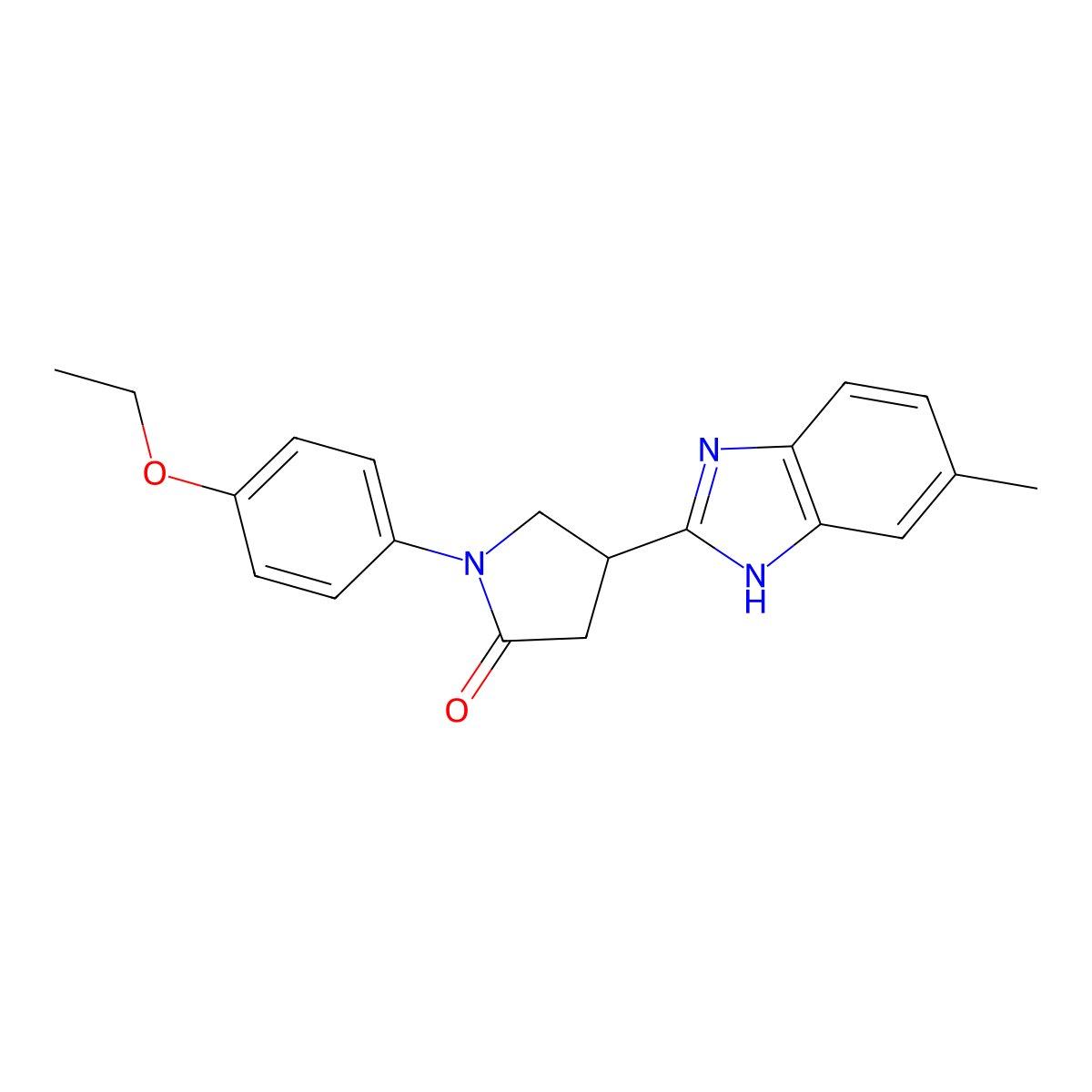 1-(4-ethoxyphenyl)-4-(5-methyl-1H-benzimidazol-2-yl)pyrrolidin-2-one molecular structure, CAS 630091-43-9
