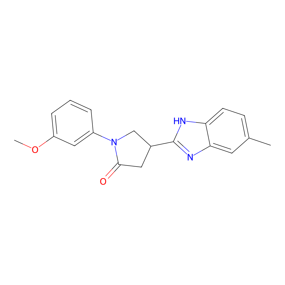 1-(3-methoxyphenyl)-4-(5-methyl-1H-benzimidazol-2-yl)pyrrolidin-2-one molecular structure, CAS 630091-45-1