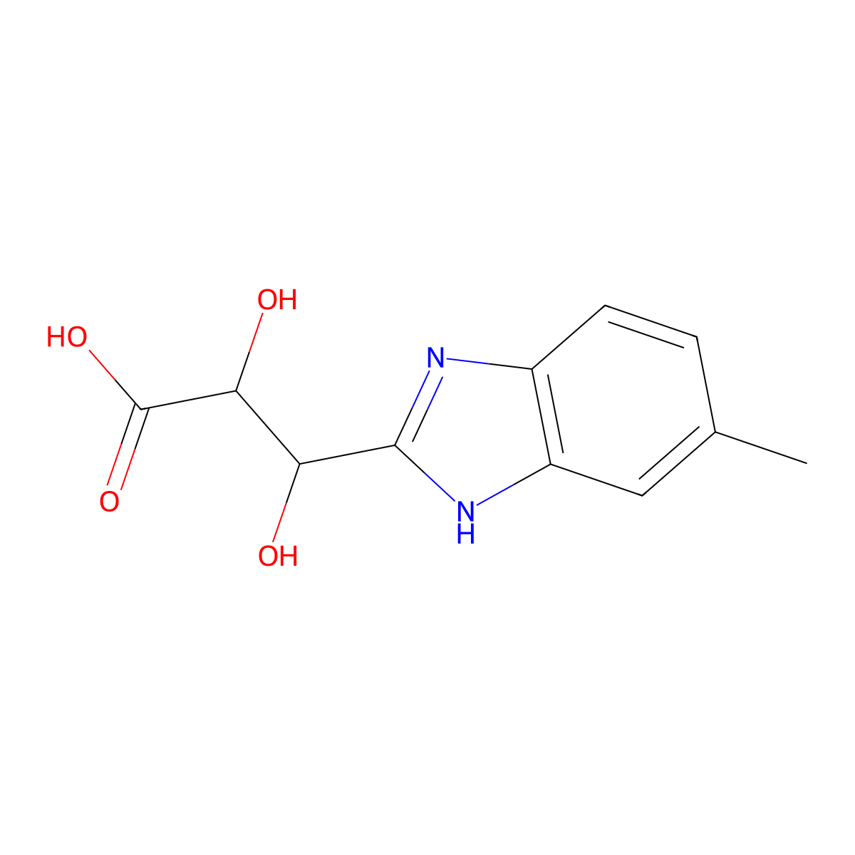 2,3-Dihydroxy-3-(5-methyl-1H-benzoimidazol-2-yl)-propionic acid molecular structure, CAS 630091-52-0