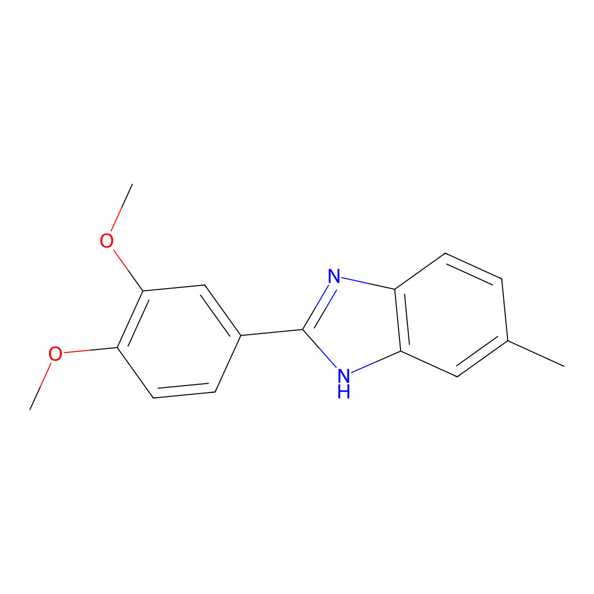 2-(3,4-dimethoxyphenyl)-5-methyl-1H-benzimidazole molecular structure, CAS 630091-57-5