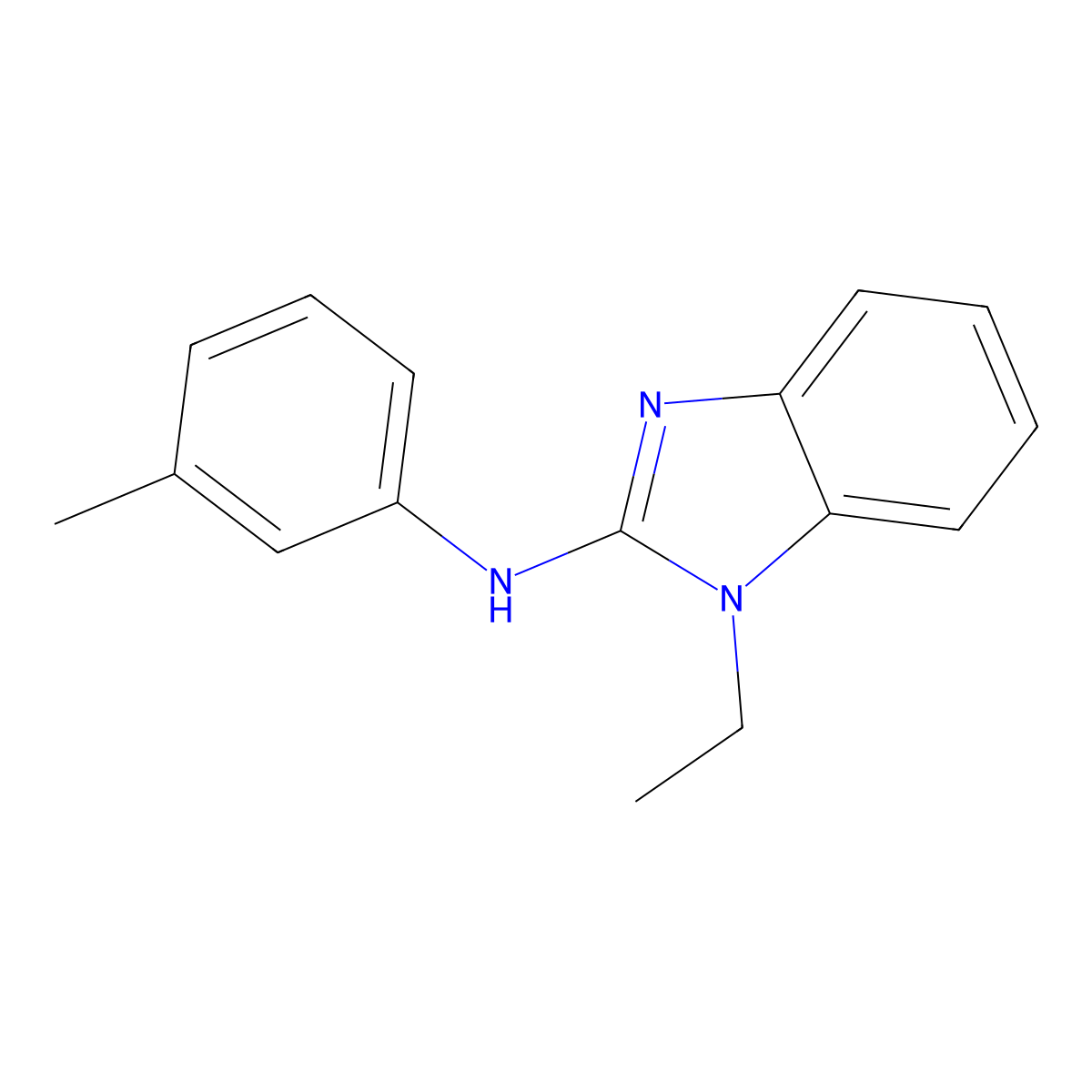 1-ethyl-N-(3-methylphenyl)-1H-1,3-benzodiazol-2-amine molecular structure, CAS 630092-19-2