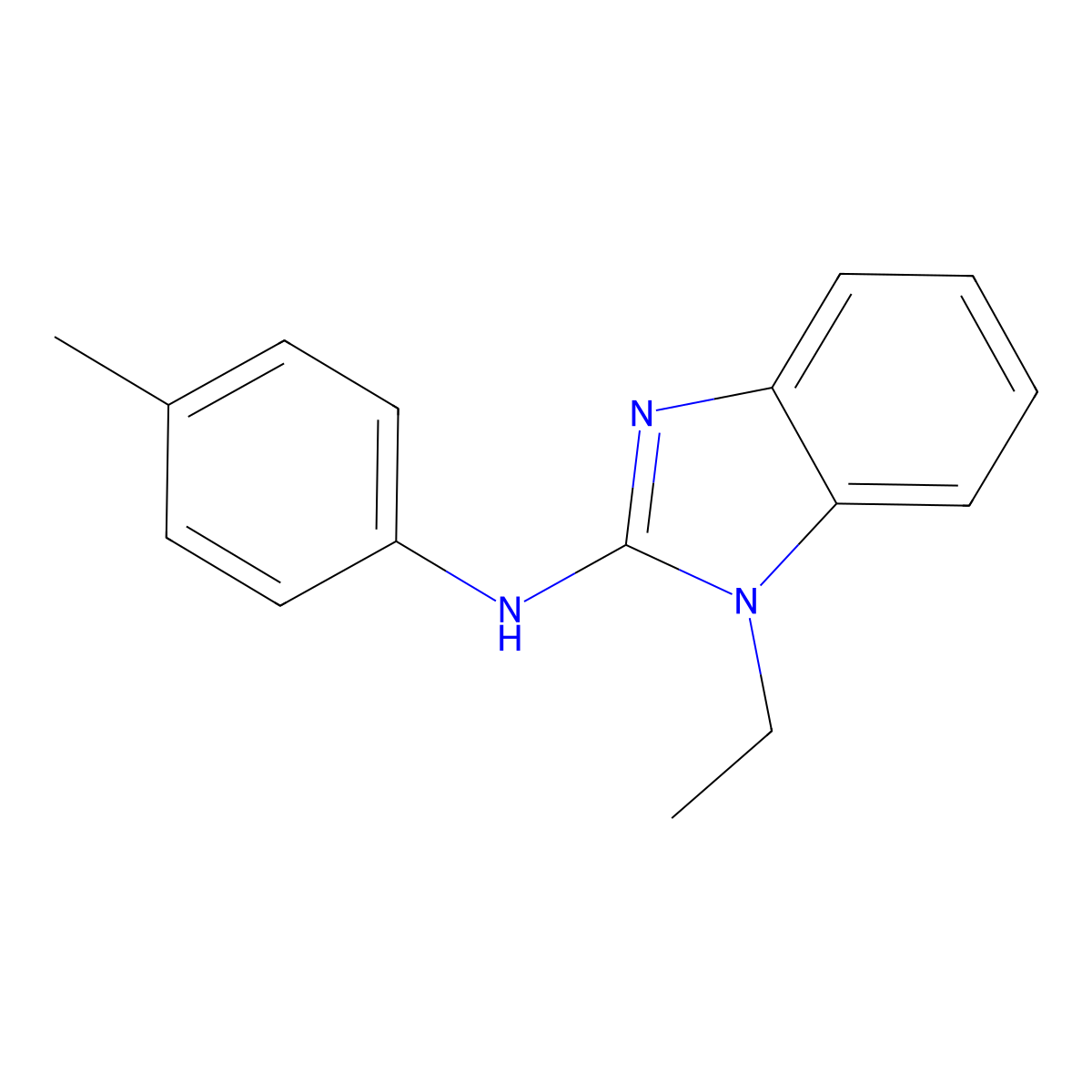 1-ethyl-N-(4-methylphenyl)-1H-1,3-benzodiazol-2-amine molecular structure, CAS 630092-88-5