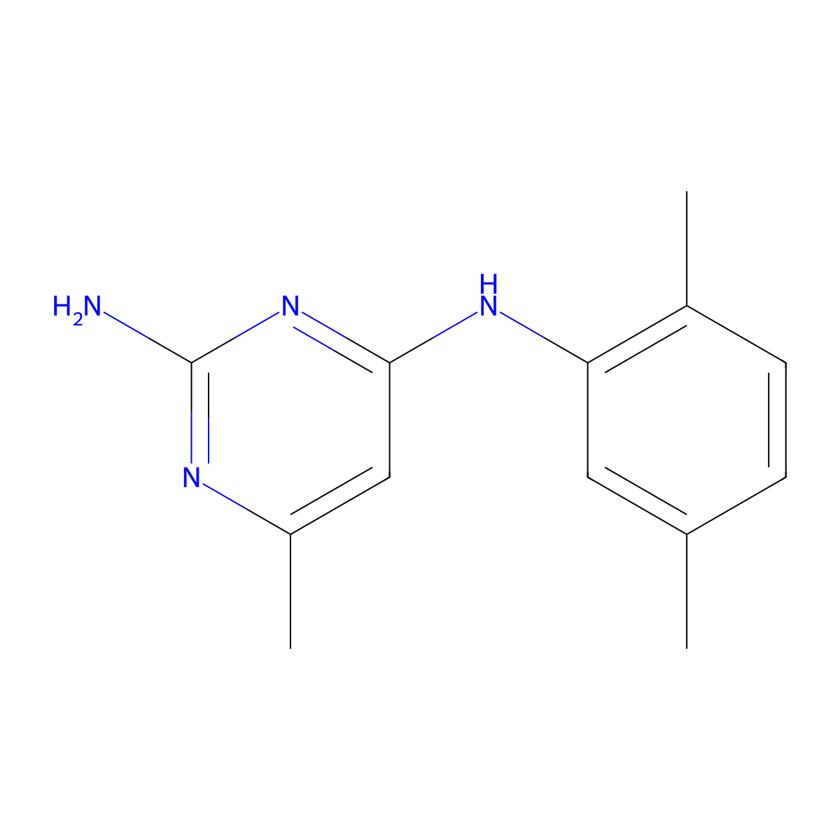4-N-(2,5-dimethylphenyl)-6-methylpyrimidine-2,4-diamine molecular structure, CAS 6301-29-7