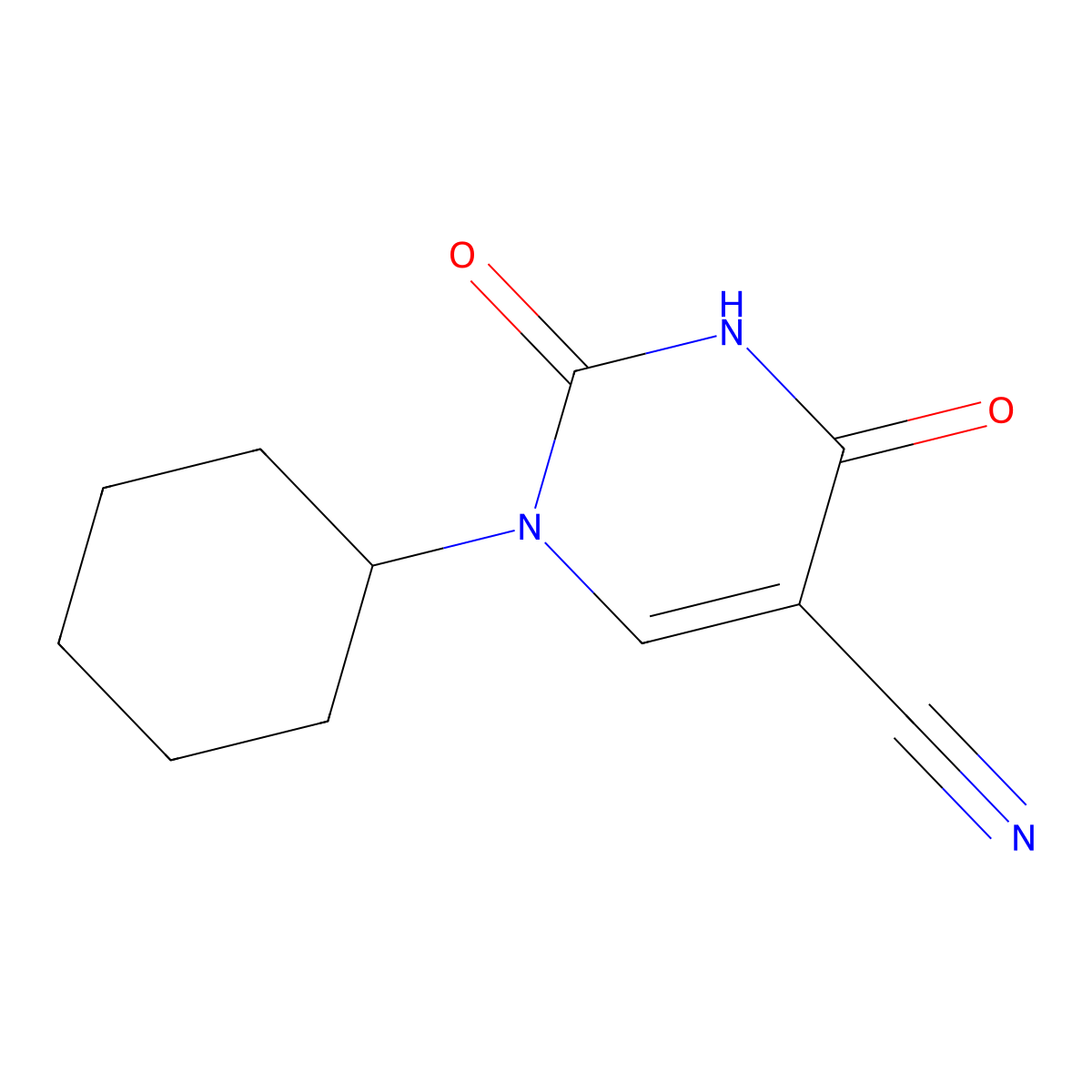 1-Cyclohexyl-2,4-dioxo-1,2,3,4-tetrahydropyrimidine-5-carbonitrile molecular structure, CAS 6301-31-1