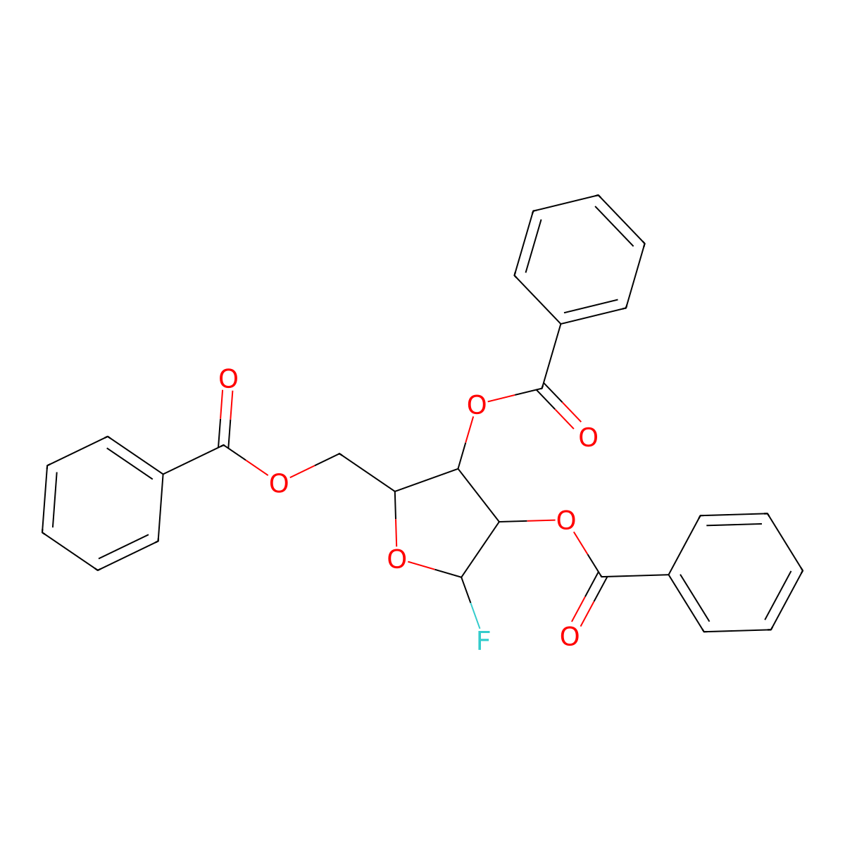 (3,4-Dibenzoyloxy-5-fluorooxolan-2-yl)methyl benzoate molecular structure, CAS 6301-48-0